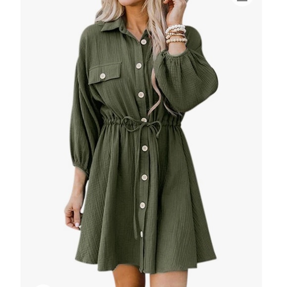 Dresses & Skirts - Olive Green 3/4 Sleeve Dress